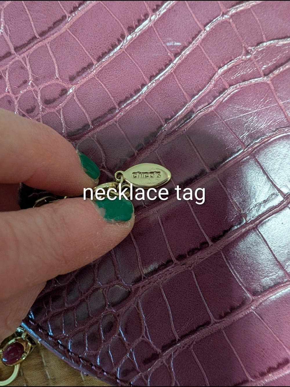 Set Of Nine West Plum Croc Crossbody & Chicos Necklace - Picture 5 of 14